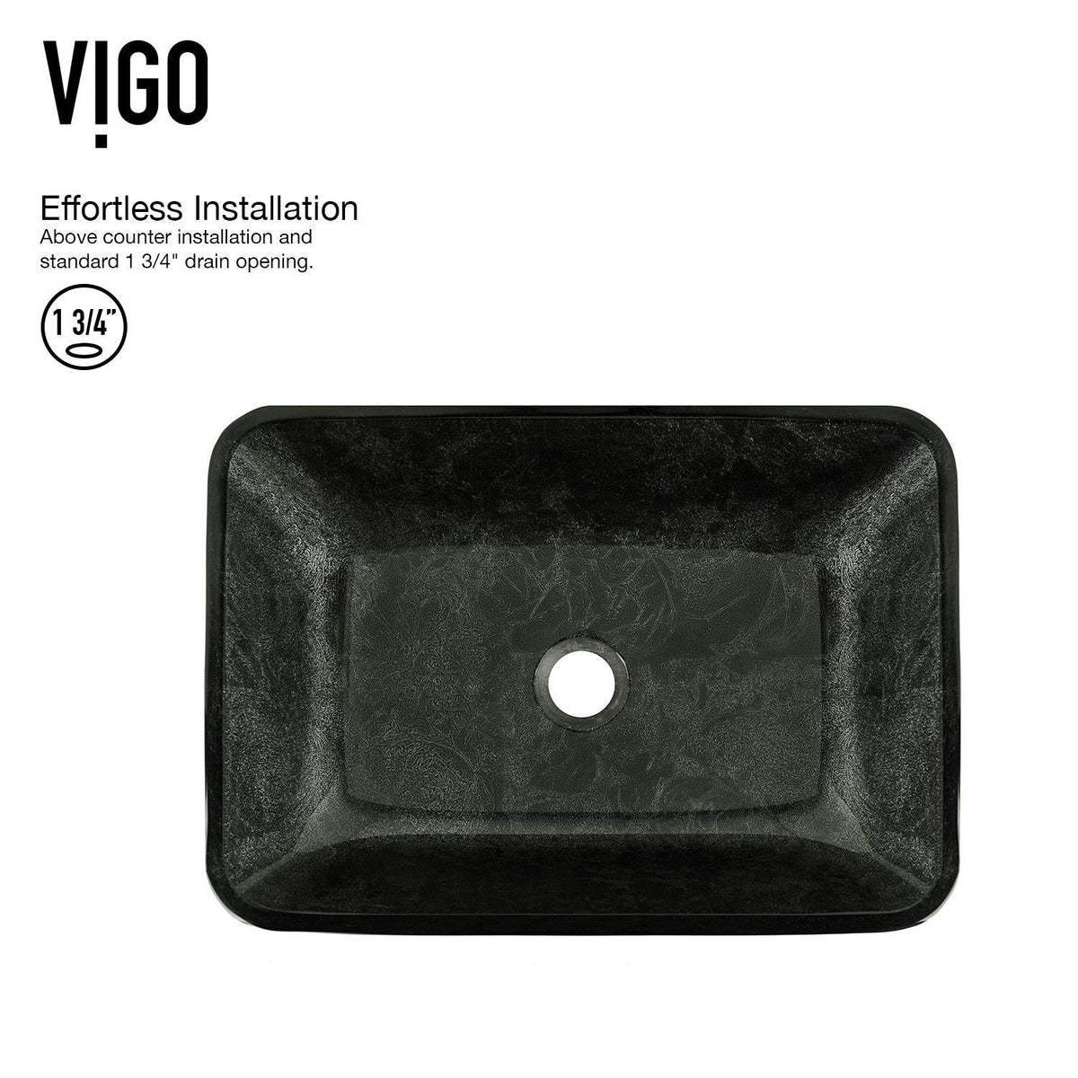 Glass Rectangular Vessel Bathroom Sink/Basin, Grey Onyx P9J1 - product image 2