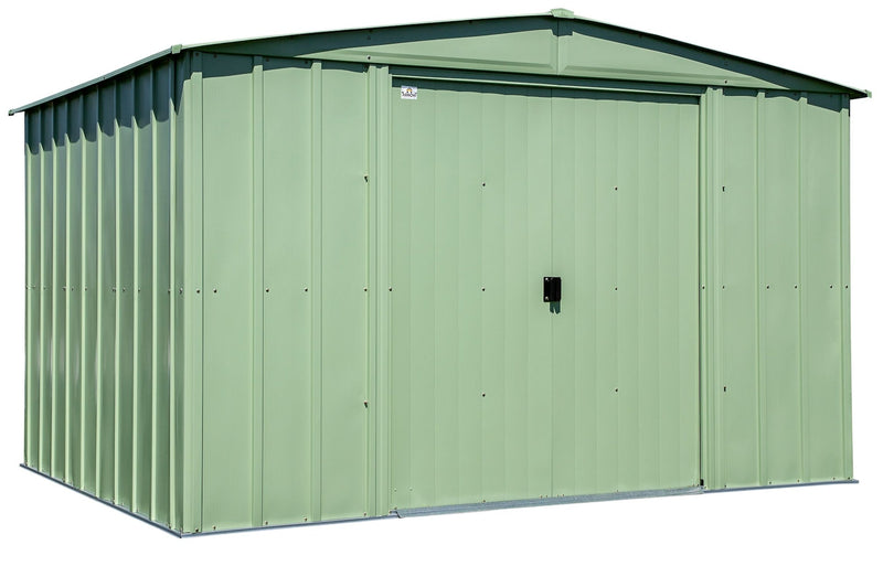 Classic Galvanized Steel Storage Shed, Sage Green, 10-ft x 8-ft H3Q3