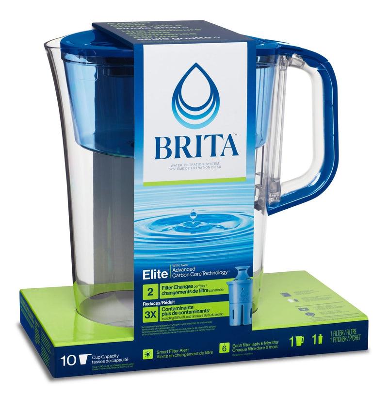 Elite Filter Pitcher with Smart Light Indicator, 10-Cup, Blue Tahoe J9W8