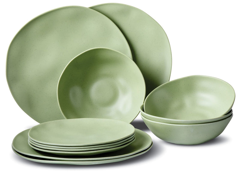 Everyday Dinnerware Set, BPA-Free, Sage Green, 12-pk J7U6
