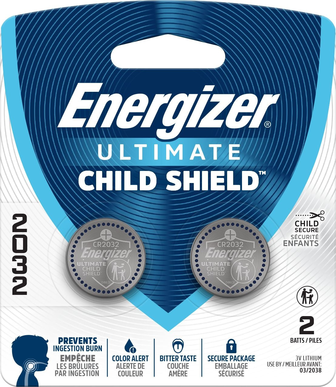 2032 Child Shield Lithium Battery, 2-Pack O4G3 - product image 1