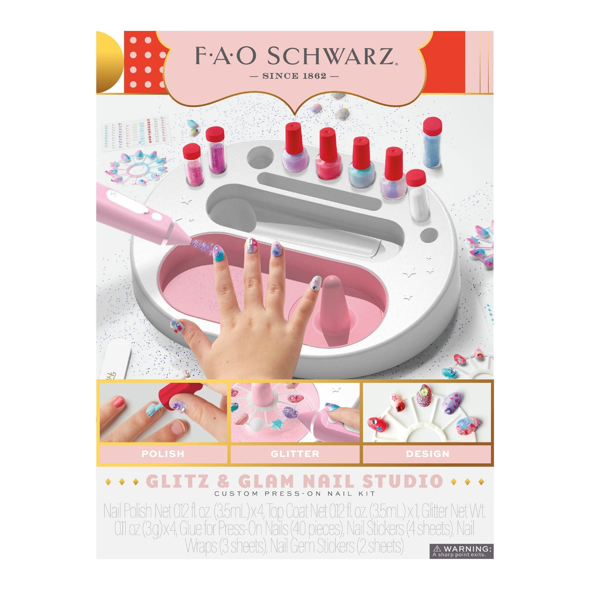 Girls Custom Glitter Nail Set, Pink L5F8 - product image 3