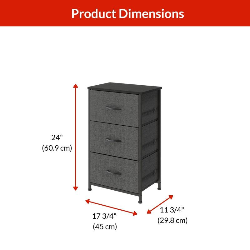 Fabric 3-Drawer Storage Organizer, Grey U5I3