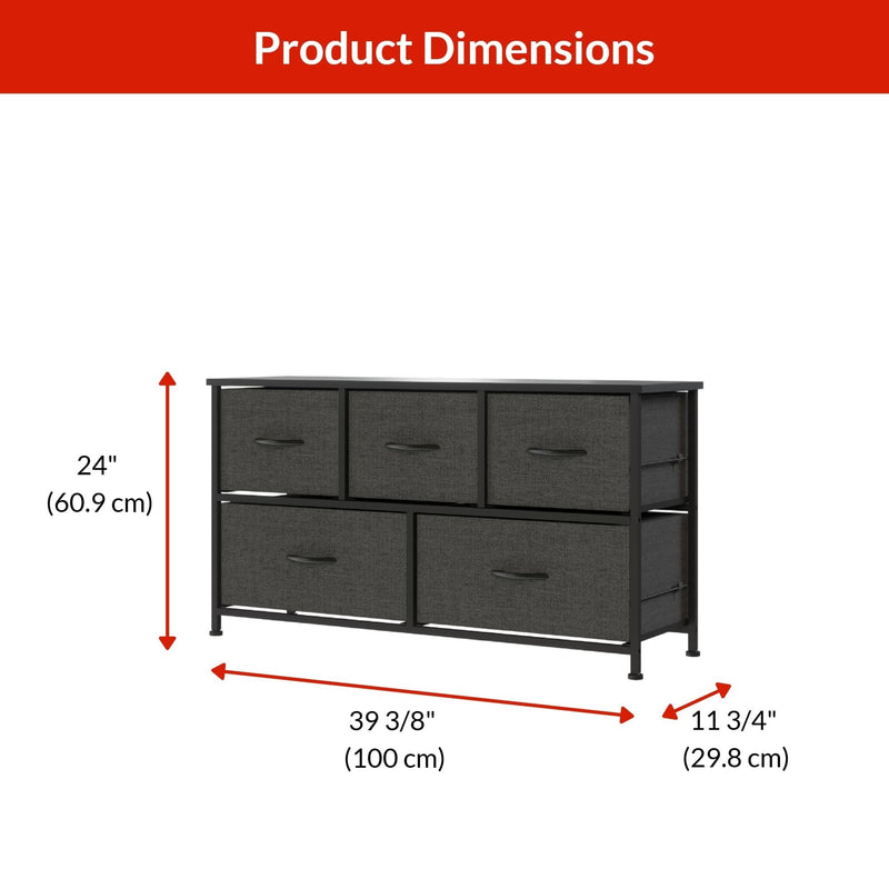 Fabric 5-Drawer Storage Organizer, Grey Z3N4