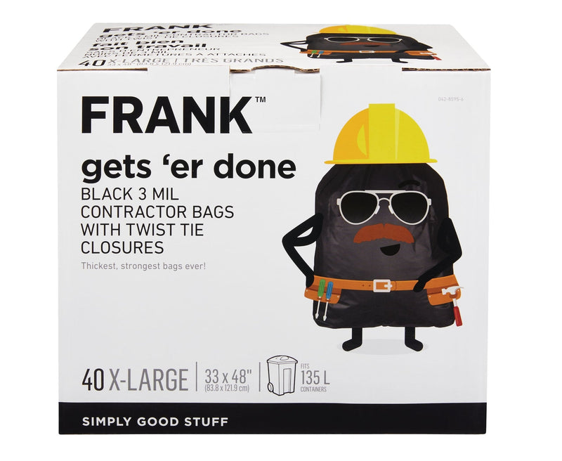 Extra-Large Twist-Tie Contractor Garbage Bags, 40-pk, Black, 135-L H2K2
