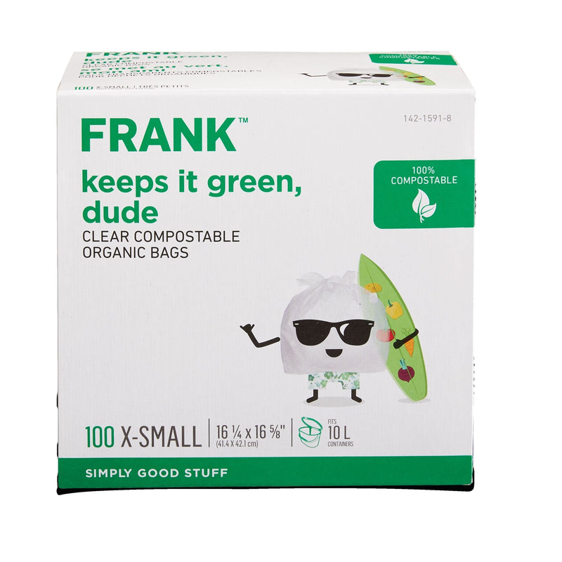 Extra-Small Organic Compostable Food Waste Bags, 100-pk, Clear, 10-L Q6C0