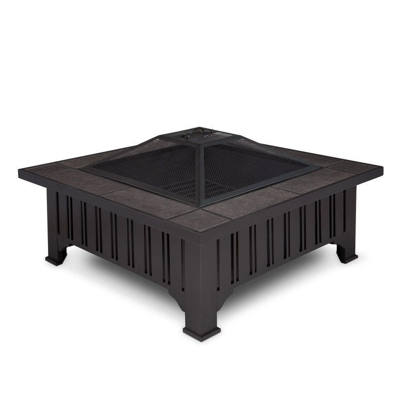 Square Wood Burning Fire Pit in Black, 34-in L5E8