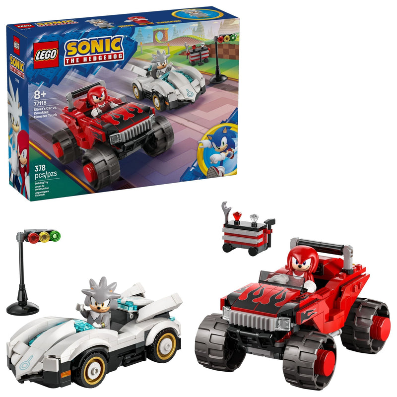 Sonic The Hedgehog Silver’s Car vs. Knuckles’ Monster Truck - 77118, 378-pcs, Ages 8+ R6X2