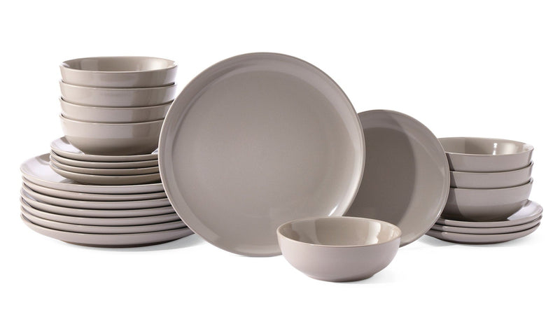 Essential Coupe Stoneware Dinnerware Set, Serves 8, 24-pc, Light Grey W2E2