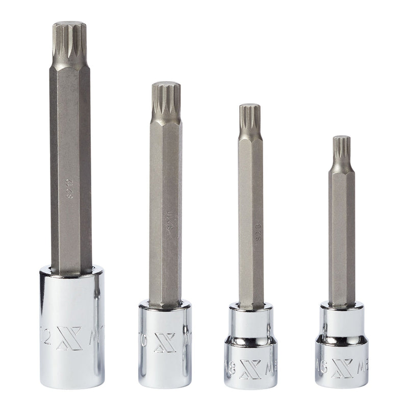 Extra Long Shank Triple Square Bit Socket Set, 4-pc J0J6