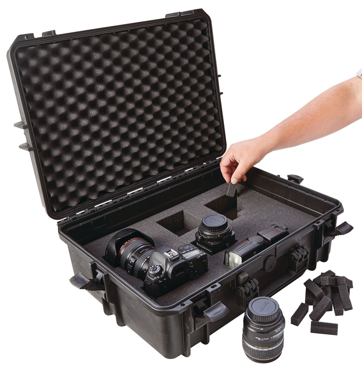 Portable IP67 Waterproof Case/Tool Box with Foam Layers, Black, Large, 22-in C2K3 - product image 6