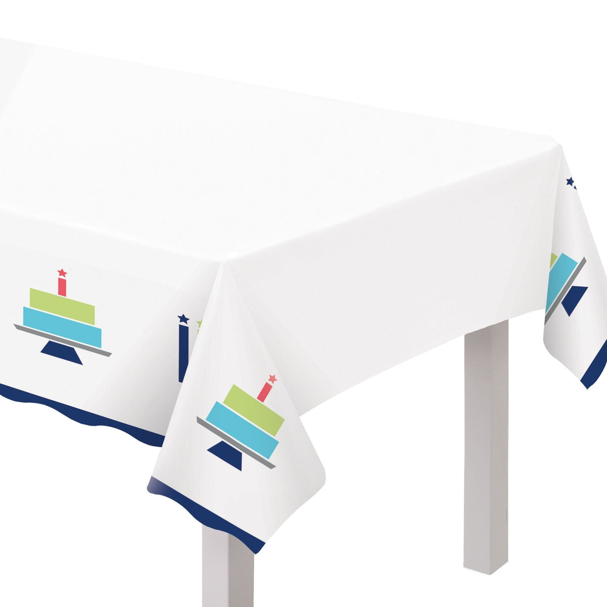 Modern Birthday Cake Reusable Plastic Table Cover, 54x102-in, For Indoor/Outdoor Use B5Z5 - product image 1