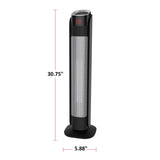 Oscillating Tower Ceramic Heater withRemote Control & Thermostat, 1500W, Black, 30-in X4I6 - product image 7