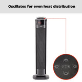 Oscillating Tower Ceramic Heater withRemote Control & Thermostat, 1500W, Black, 30-in X4I6 - product image 8