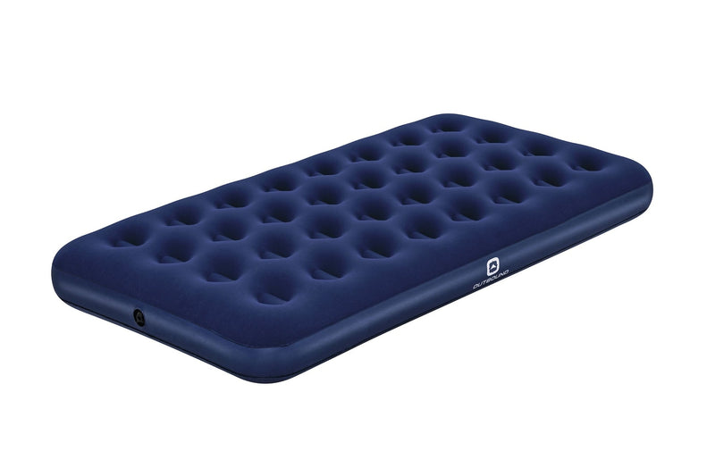 Flocked Top Twin Single-High Inflatable Air Mattress/Airbed with Repair Kit, Blue W4P8