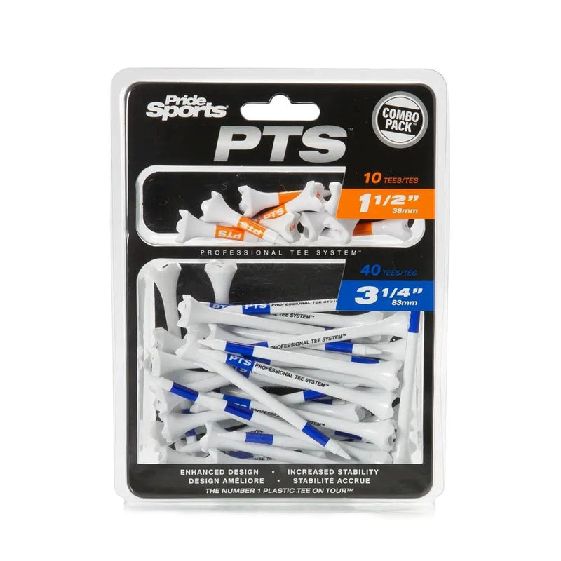 Evolution Plastic Golf Tee Combo Pack, Assorted Sizes, 40-pk, White, 1-1/2-in & 3-1/4-in A3Z7
