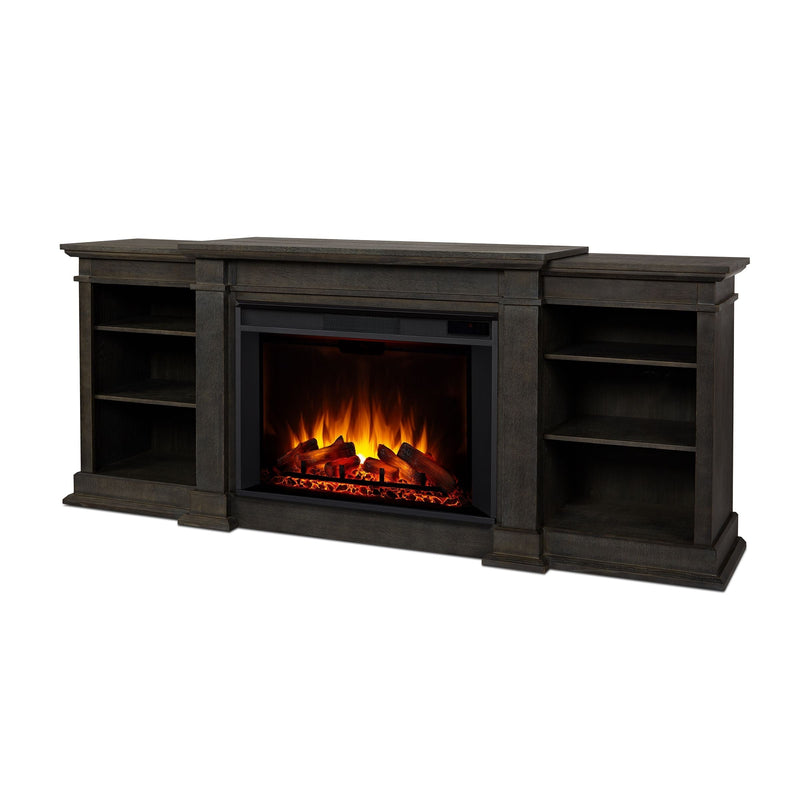 Flame Eliot Grand Entertainment VividFlame Electric Fireplace TV Stand, 1500W, Includes Remote Control & Firebox, Antique Grey L2H3