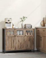 Home Industrial Camel Brown/Black Buffet Cabinet Q1X6 - product image 4