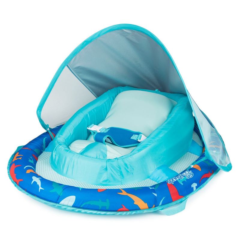 Floating UV-Protected Infant Spring Float with Handles & Sunshade, Shark Design, Ages 3-9 months P6J3