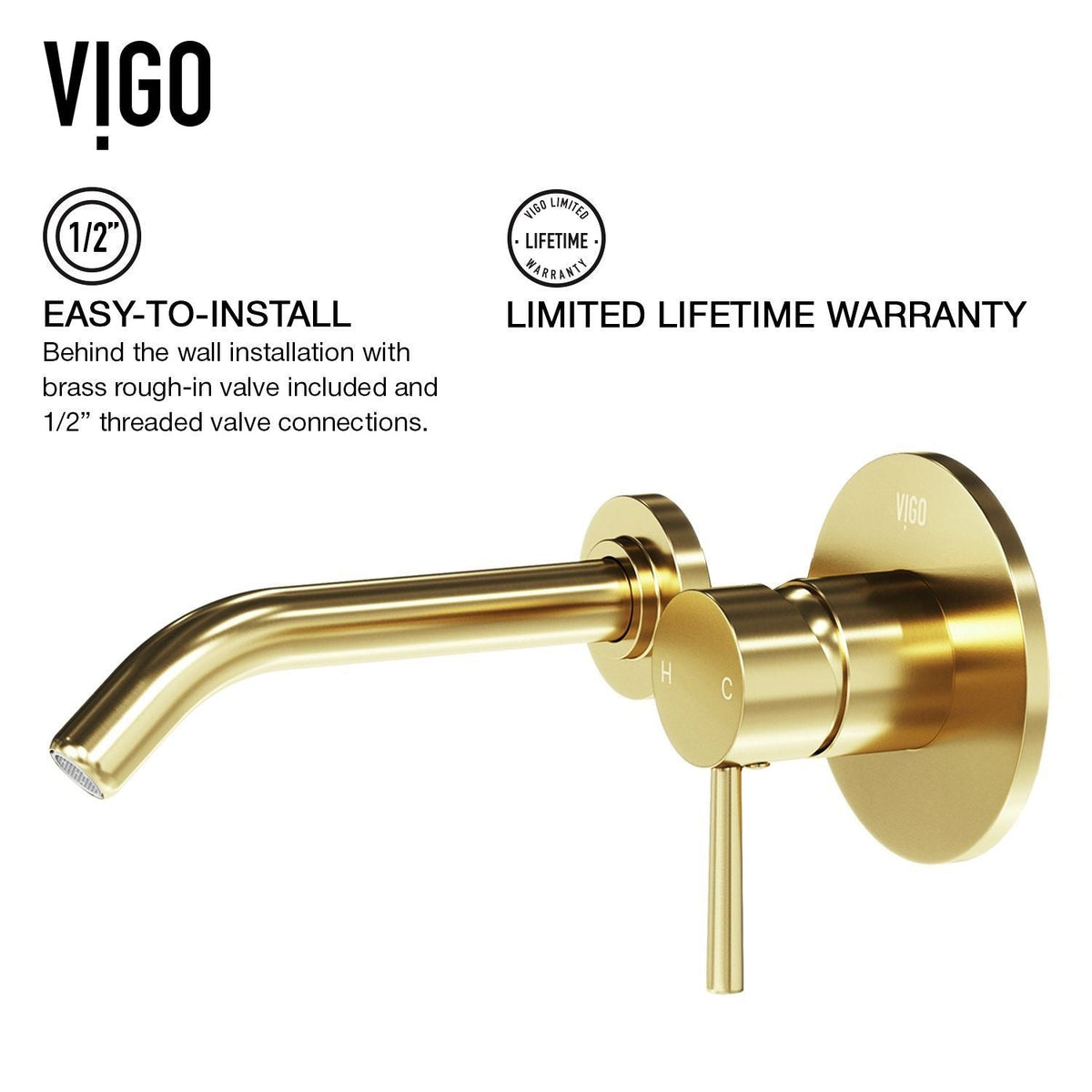 Olus Wall Mount Single Lever Bathroom Sink Faucet, WaterSense Certified, Matte BGold G4E8 - product image 4