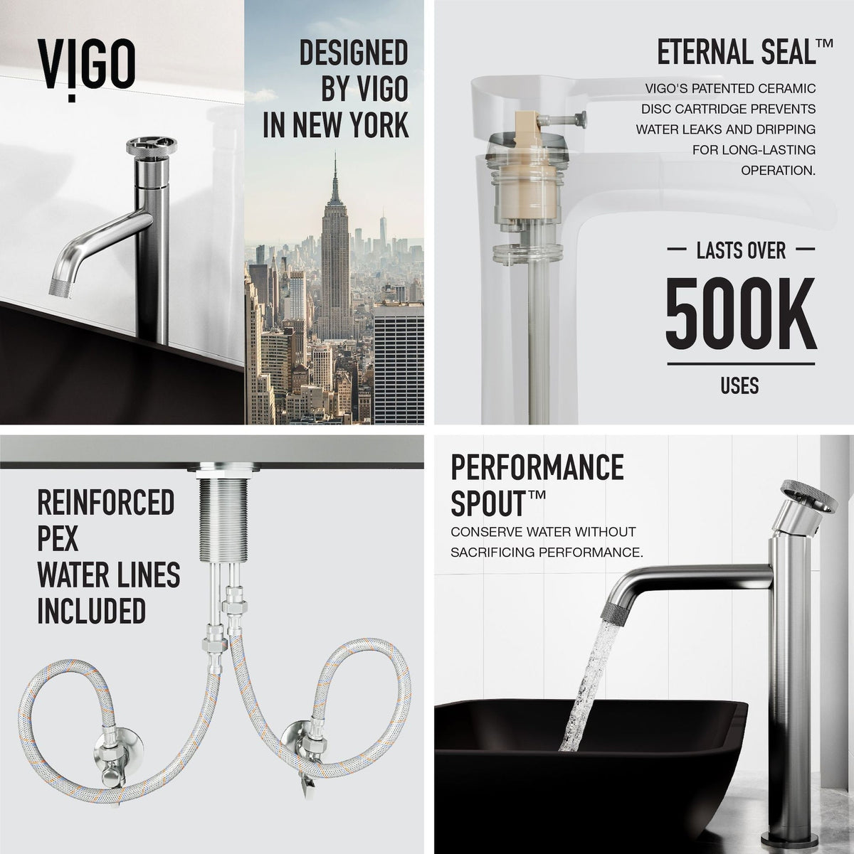 Sottile MatteShell Matte Black Bathroom Sink/Basin Set with Cass Faucet and Glass Rectangular Vessel H2E1 - product image 6