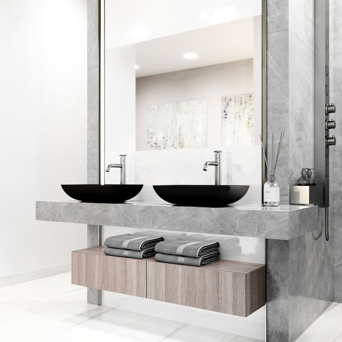 Sottile MatteShell Matte Black Bathroom Sink/Basin Set with Cass Faucet and Glass Rectangular Vessel H2E1 - product image 8