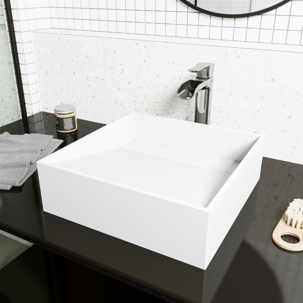 Starr Modern MatteStone 15x15-in Deep White Bathroom Sink/Basin with Square Vessel M3K2 - product image 7